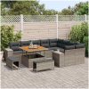 12-delars trädgårdsofa set med kuddar Grå Poly Rattan Akacia vidaXL Stor – miniatyr 3