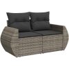 12-delars trädgårdsofa set med kuddar grå poly rotting akaciaträ vidaXL Stor – miniatyr 6