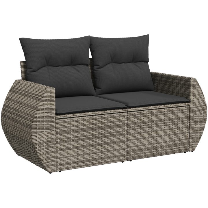 12-delars trädgårdsofa set med kuddar grå poly rotting akaciaträ vidaXL Stor – bild 6