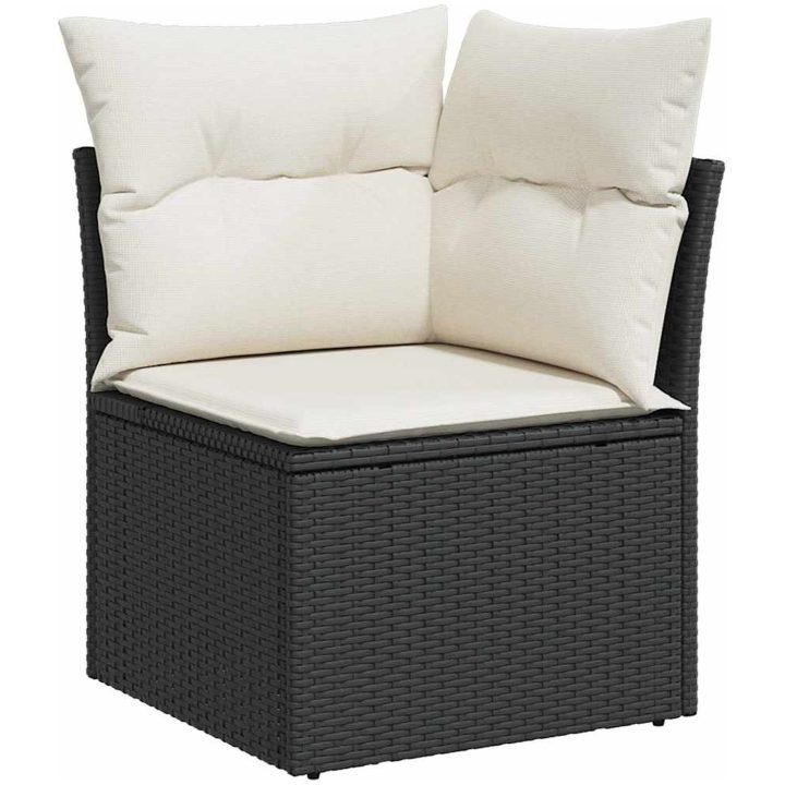 12-delars trädgårdsofaset med kuddar svart poly rattan akacia vidaXL Stor – bild 6