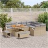 12-delars Trädgårdsoff Set med Kuddar Beige Poly Rattan Akaciaträ vidaXL Stor – miniatyr 3