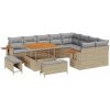 12-delars trädgårdsoff-set med kuddar i beige poly rattan vidaXL Stor – miniatyr 2