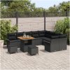 12 delars trädgårdsoff set med kuddar svart poly rattan akacia vidaXL Stor – miniatyr 3