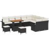 12-delars trädgårdsoff set med kuddar svart poly rattan akacia vidaXL Stor – miniatyr 2