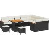 12-delars trädgårdsoff-set med kuddar svart poly rattan akacia vidaXL Stor – miniatyr 2