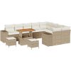 12-delars trädgårdsoffagrupp med kuddar beige i Poly Rattan och akacia vidaXL Stor – miniatyr 2