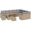 12-delars trädgårdsoffagrupp med kuddar Beige Poly Rattan vidaXL Stor – miniatyr 2