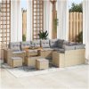 12-delars trädgårdsoffaset med kuddar Beige Poly Rattan Akacia vidaXL Stor – miniatyr 1