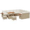 12 Delars trädgårdsoffaset med kuddar beige Poly Rattan Akacia vidaXL Stor – miniatyr 2