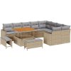 12-delars trädgårdsoffaset med kuddar i beige poly rattan akacia vidaXL Stor – miniatyr 2