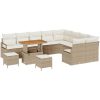 12-delars trädgårdsoffasett med kuddar beige poly rattan akacia vidaXL Stor – miniatyr 2