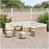 12-delars trädgårdsoffasett med kuddar beige poly rattan akacia vidaXL Stor – miniatyr 3
