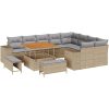 12-delars trädgårdsoffasett med kuddar Beige Poly rotting Akacia vidaXL Stor – miniatyr 2