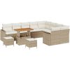12-delars trädgårdsoffasett med kuddar i beige poly rotting vidaXL Stor – miniatyr 2