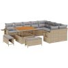 12 Delars Trädgårdsoffeset med Kuddar Beige Poly Rotting Akacia vidaXL 5 - Delars set – miniatyr 2