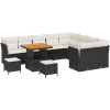 12-delars Trädgårdsoffor Set Med Kuddar Svart Poly Rattan Akacia vidaXL Stor – miniatyr 2