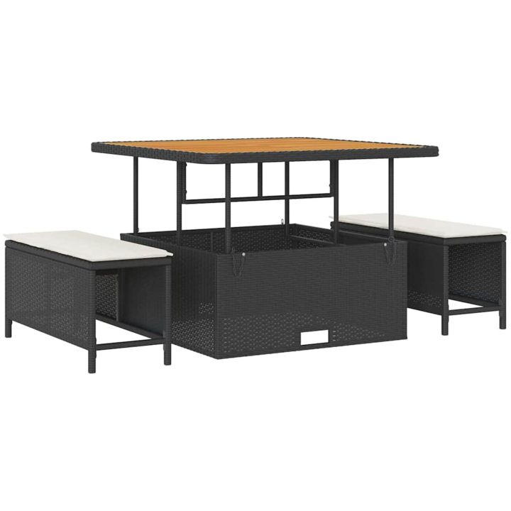 12-delars Trädgårdsoffset med Dynor Svart Polyrotting Akacia vidaXL Stor – bild 4