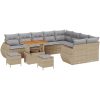 12-delars trädgårdsoffset med kuddar beige poly rattan akacia vidaXL Stor – miniatyr 2