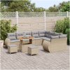 12-delars trädgårdsoffset med kuddar beige poly rattan akacia vidaXL Stor – miniatyr 3