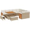 12-delars trädgårdsoffset med kuddar beige poly rotting akacia vidaXL Stor – miniatyr 2