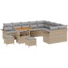 12-delars Trädgårdsoffset med kuddar Beige Polyrotting Akacia vidaXL Stor – miniatyr 2