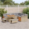 12-delars trädgårdssängset med kuddar Beige Poly Rattan Akacia vidaXL Enkelstol – miniatyr 3
