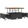 12 Delars Trädgårdssofa Set med Kuddar Svart Poly Rattan Akacia vidaXL Stor – miniatyr 4