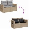 12-delars trädgårdssoffa set med kuddar beige poly rotting akacia vidaXL Stor – miniatyr 12