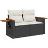 12 delars trädgårdssoffa set med kuddar svart poly rattan akacia vidaXL Stor – miniatyr 5