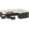 12-delars trädgårdsssoffsett med kuddar Svart Poly Rattan Akacia vidaXL Stor – miniatyr 2