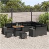 12-delat trädgårdsofa set med kuddar svart poly rattan akacia vidaXL Stor – miniatyr 3