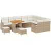 12-delat trädgårdsoff-set med kuddar Beige Poly Rattan Akacia vidaXL Stor – miniatyr 2