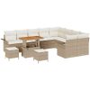 12-delat trädgårdsoffaset med kuddar Beige Polyrotting Akacia vidaXL Stor – miniatyr 2