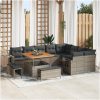 12-delat Trädgårdsoffaset med Kuddar Grå Polyrotting Akacia vidaXL Medium – miniatyr 1