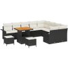 12-delat Trädgårdsoffor med Kuddar Svart Poly Rattan Akacia vidaXL Stor – miniatyr 2