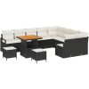 12-delat trädgårdssofa set med kuddar svart poly rattan akacia vidaXL Stor – miniatyr 2