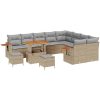 12-delat Trädgårdssoffa med Kuddar Beige Poly Rattan Akacieträ vidaXL Stor – miniatyr 2