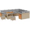 12-dels trädgårdsoffset med kuddar Beige Poly Rottning Akacia vidaXL Stor – miniatyr 2
