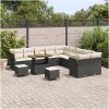 13 Bitars Trädgårdsoffa Set med Kuddar Svart Poly Rattan Akacia vidaXL Stor – miniatyr 3