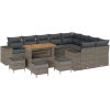 13-delad trädgårdsoff set med kuddar grå poly rattan akacia vidaXL Stor – miniatyr 2
