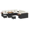 13-delad trädgårdsoff-set med kuddar svart poly rattan akacia vidaXL Stor – miniatyr 2