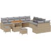 13-delad trädgårdsoffa med kuddar beige konstrotting akacia vidaXL Stor – miniatyr 2