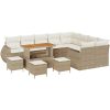 13-delad Trädgårdsoffasett med Kuddar Beige Poly Rattan Akacia vidaXL Stor – miniatyr 2