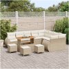 13-delad Trädgårdsoffasett med Kuddar Beige Poly Rattan Akacia vidaXL Stor – miniatyr 3