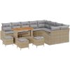 13-delad trädgårdsoffasett med kuddar beige poly rotting akacia vidaXL Medium – miniatyr 2