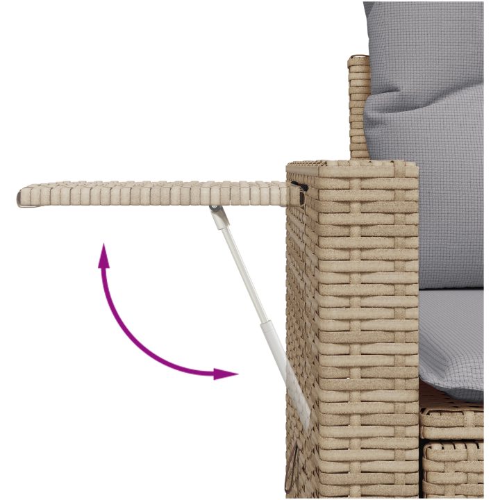 13-delad trädgårdsoffgrupp med kuddar - beige polyrotting och akaciaträ. vidaXL Stor – bild 12