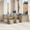 13-delad trädgårdssoffgrupp med kuddar Beige Poly Rattan Akacia vidaXL Stor – miniatyr 1