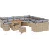 13 Delar Trädgårdsoff Set med Kuddar Beige Poly Rattan Akacia vidaXL Stor – miniatyr 2