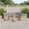 13 Delar Trädgårdsoff Set med Kuddar Beige Poly Rattan Akacia vidaXL Stor – miniatyr 3