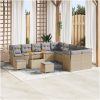 13 Delar Trädgårdsoff Set med Kuddar Beige Poly Rattan Akacia vidaXL Stor – miniatyr 1